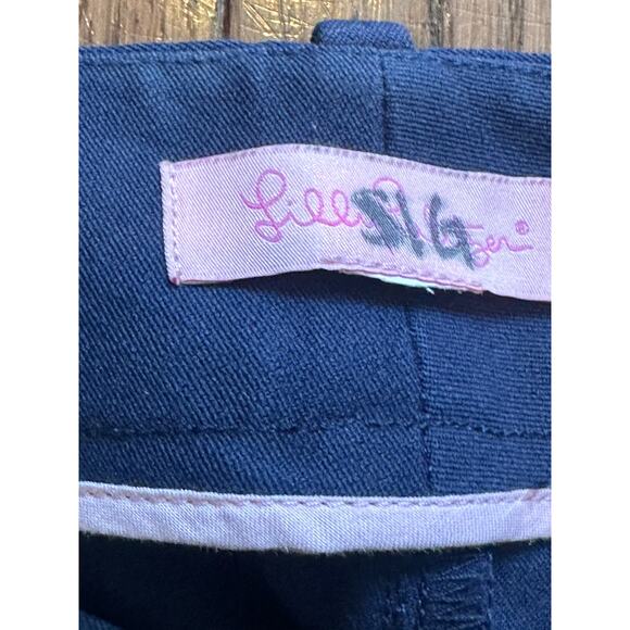 Lilly Pulitzer Navy Blue Cropped Trouser Pants 30W 28” L  Classic Preppy Summer - Picture 4 of 11